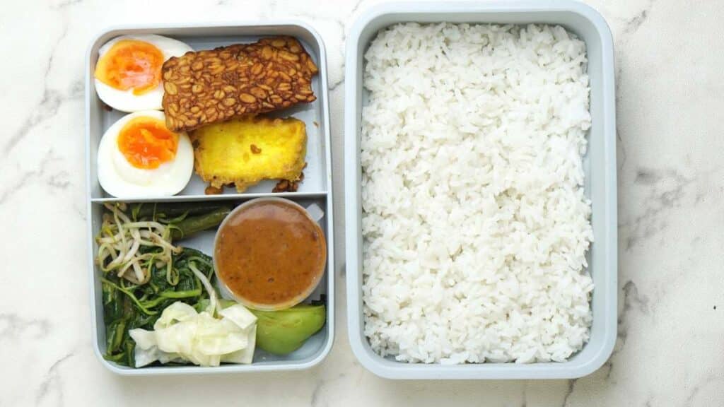 Bento riz et légumes