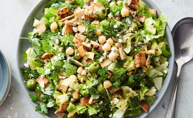 Salade verte poix chiches végétarienne et légère